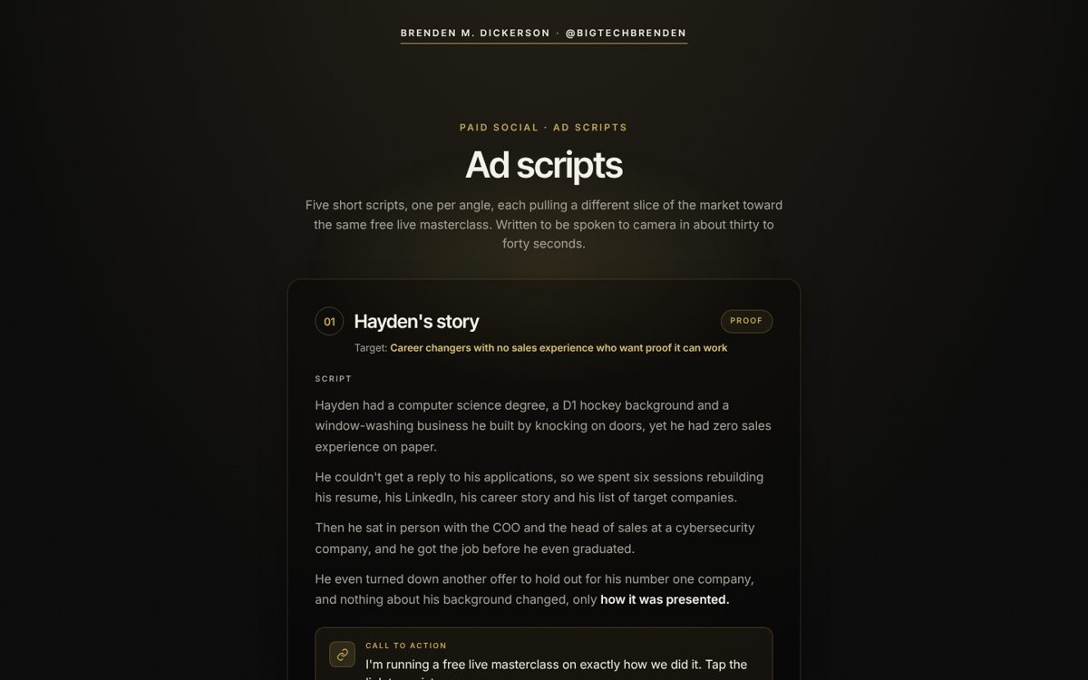 Ad creative scripts preview